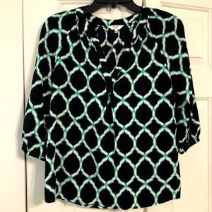 Crown & Ivy Navy Peasant Style Blouse